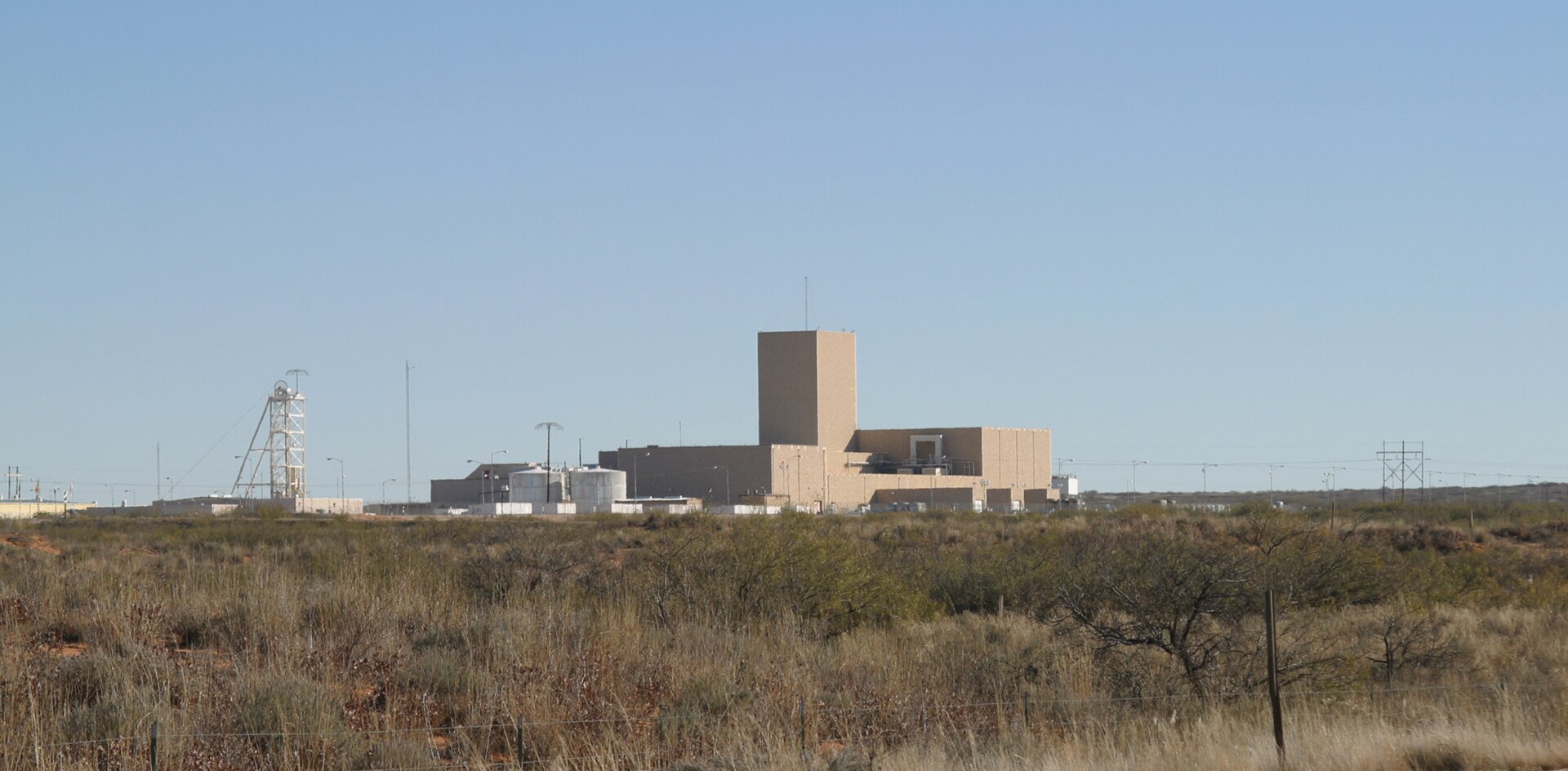 Luftaufnahme der Waste Isolation Pilot Plant in der Wüste von New Mexico